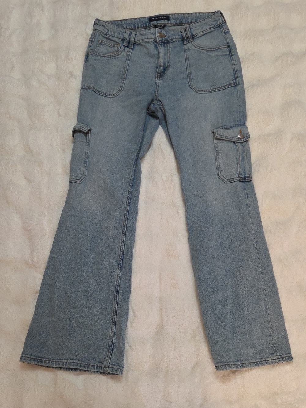 Aeropostale Light Blue Cargo Flare Jeans